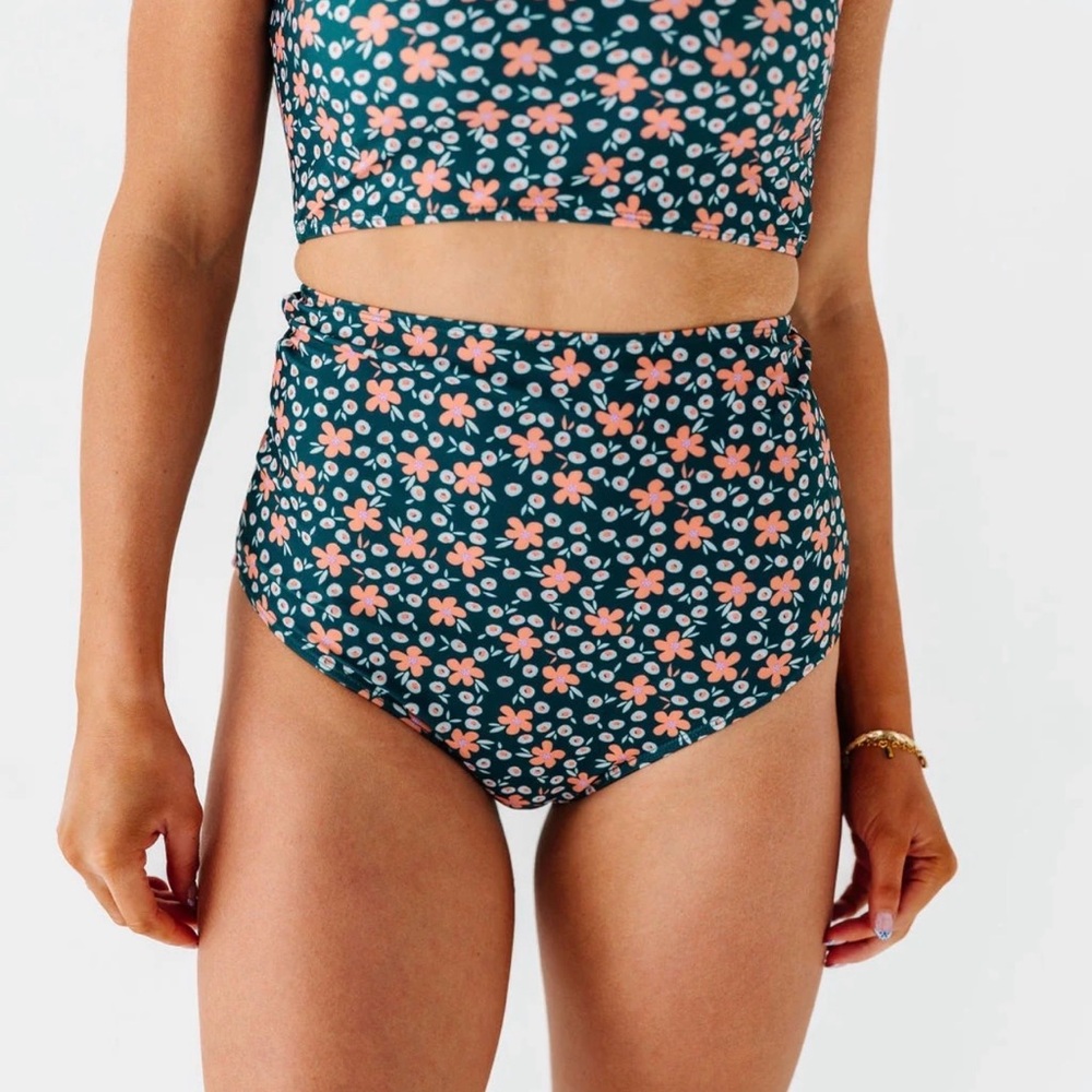 Livy & Kate High-Waisted Bikini Set in midnight Daisy. Both medium, never worn.